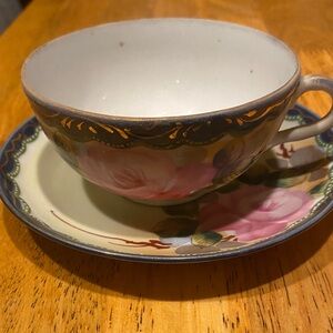 Vintage Floral Teacup and Saucer Bone China Set